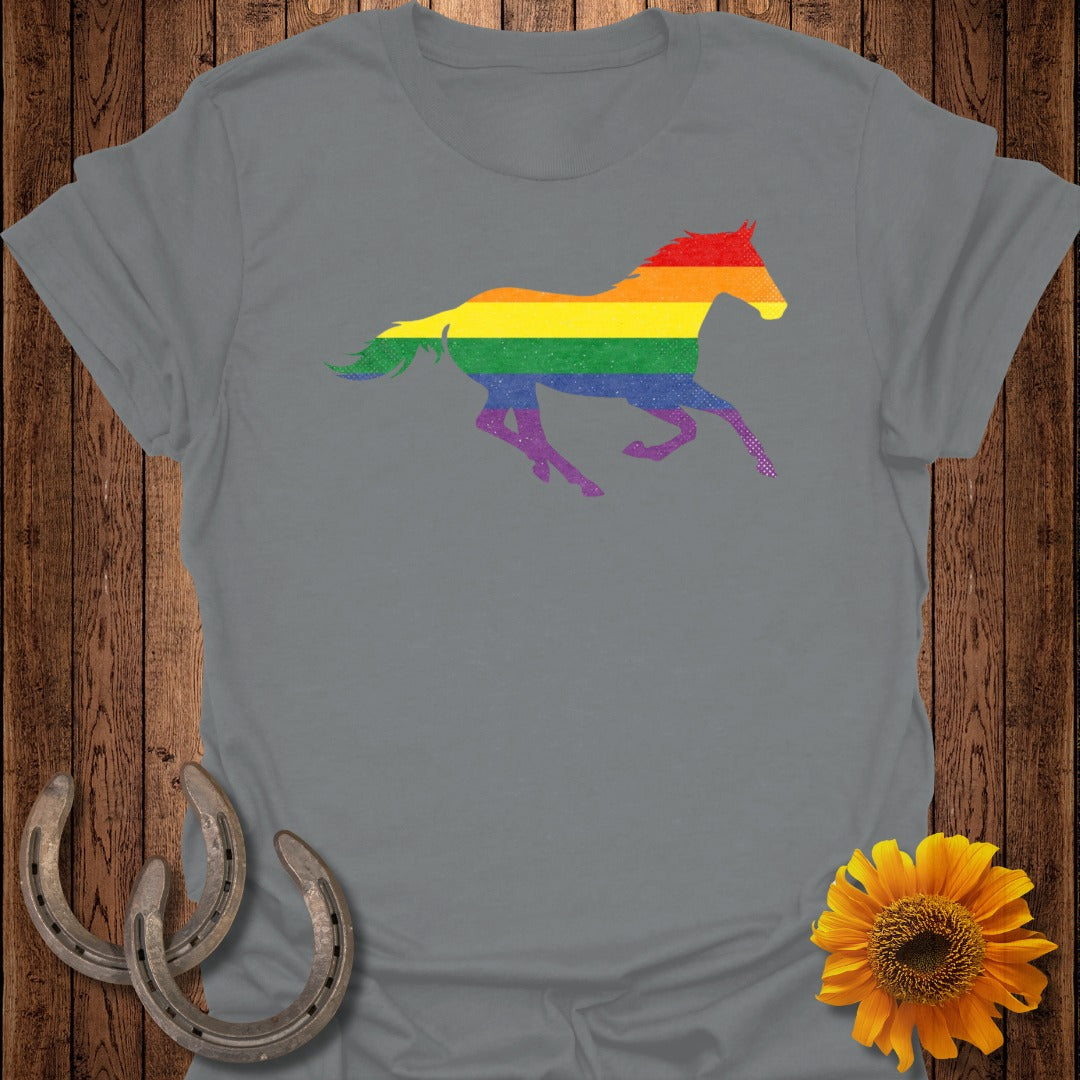 Rainbow Running Horse Graphic Design T-shirt