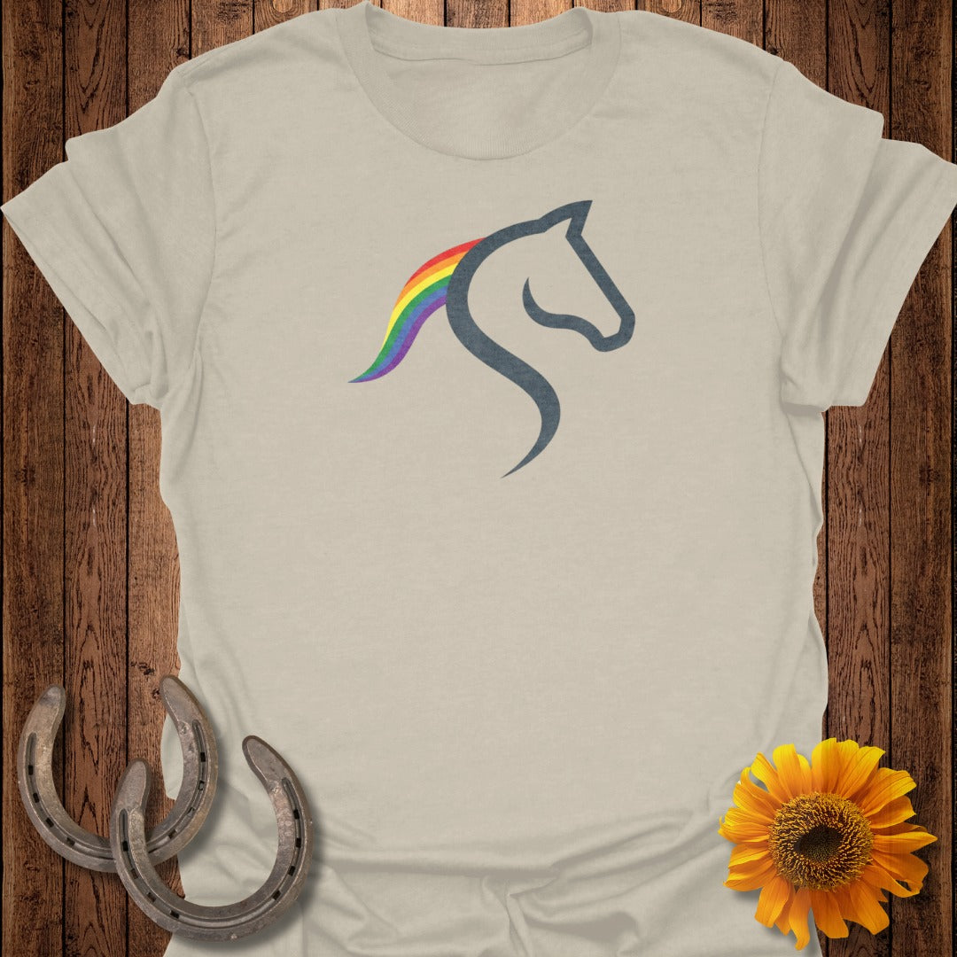 Rainbow Mane Horse Design Graphic Tee Shirt