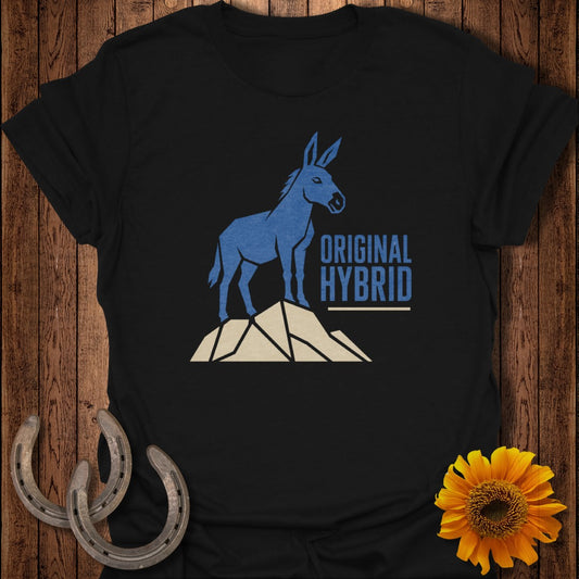 Blue donkey silhouette on mountain with "ORIGINAL HYBRID" text.