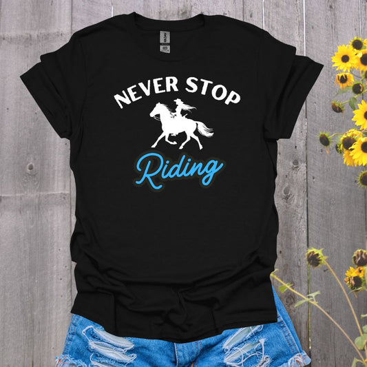 Never Stop Riding Horse T-Shirt - Unisex Softstyle