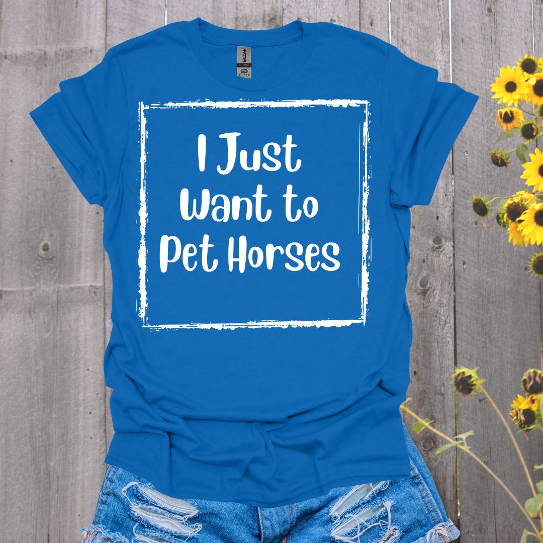 I Just Want to Pet Horses Softstyle T-Shirt