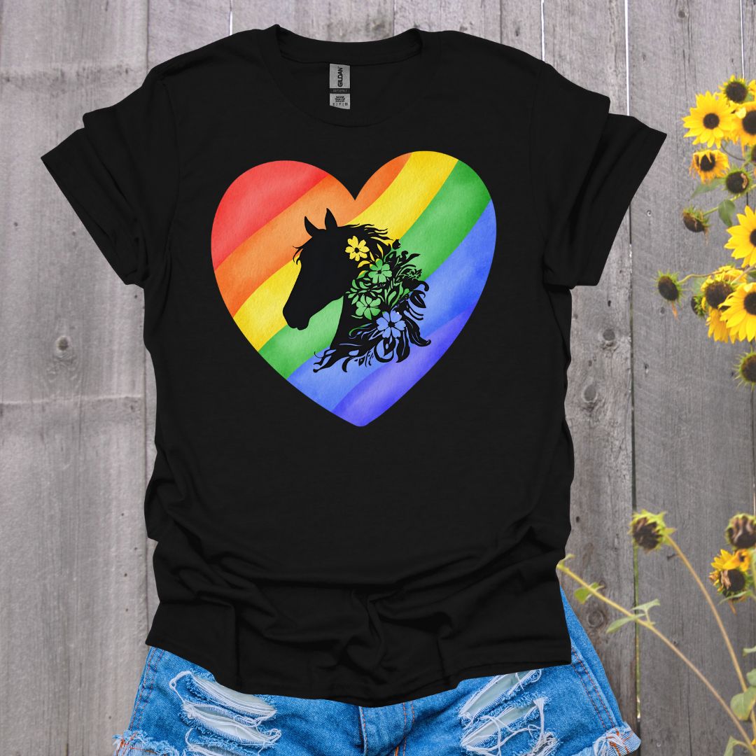 Rainbow Heart Horse T-Shirt