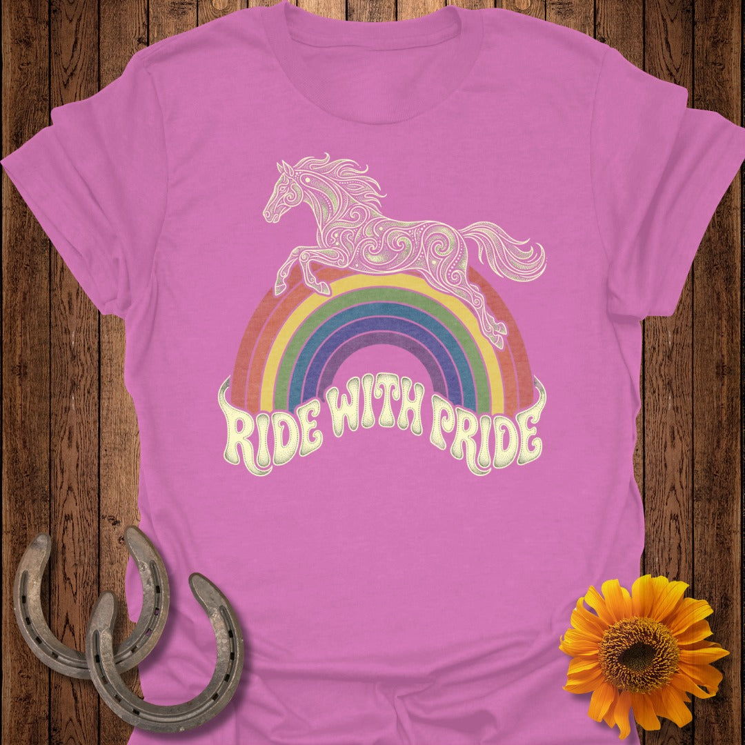 Ride with Pride Rainbow Horse Graphic Tee Product