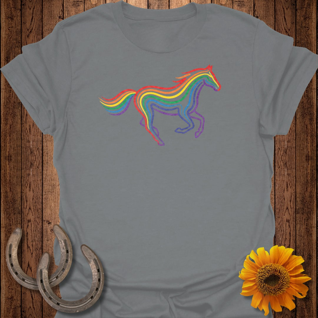 Rainbow Galloping Horse Graphic T-Shirt