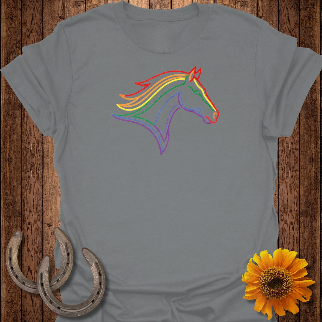 Colorful Rainbow Horse Head Graphic T-Shirt
