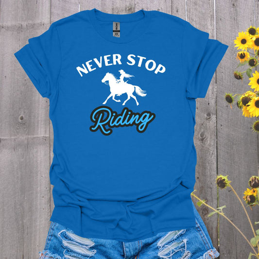 Never Stop Riding Horse T-Shirt - Unisex Softstyle