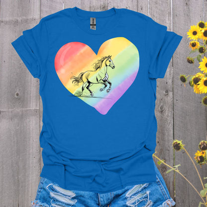Rainbow Heart Pride Horse T-Shirt