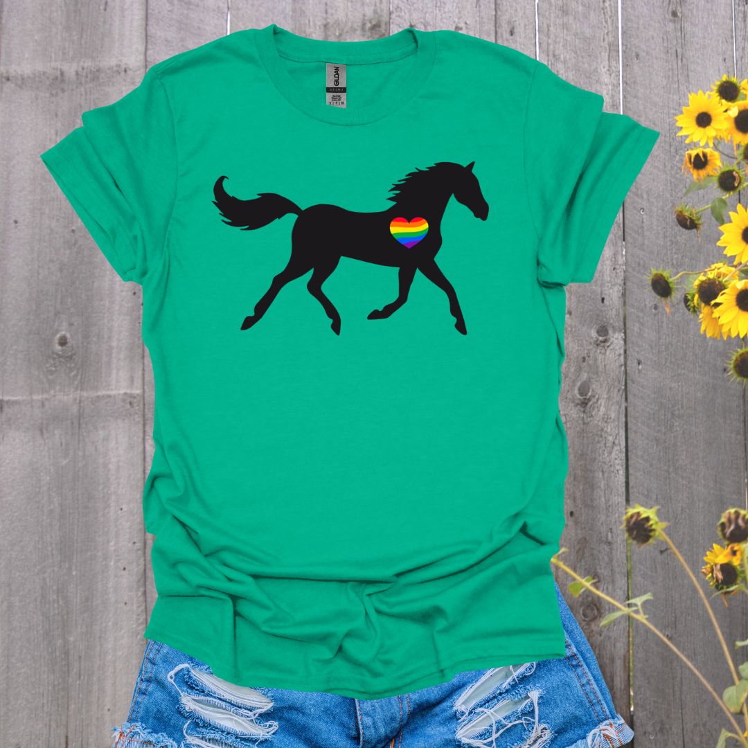 Rainbow Heart Horse T-Shirt
