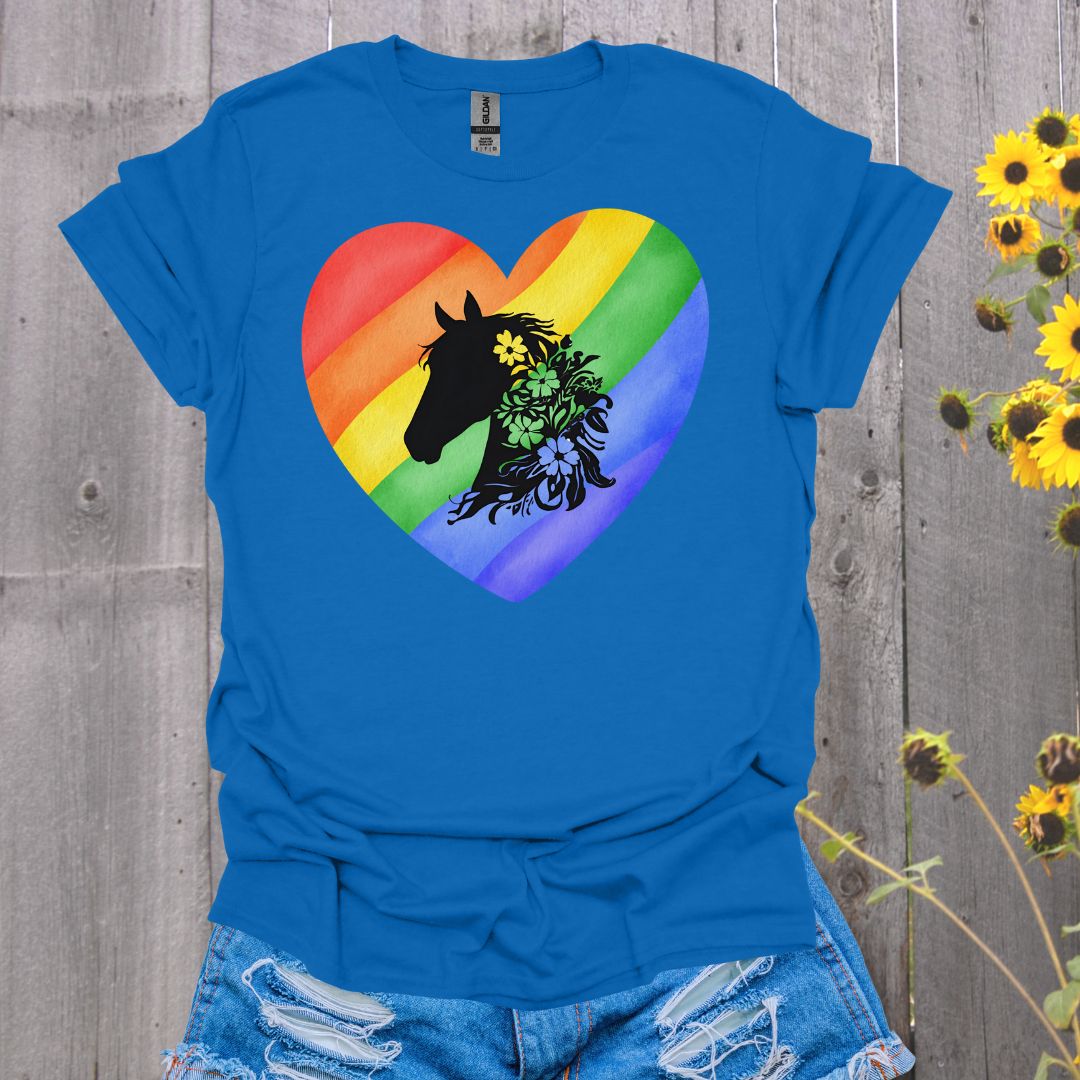 Rainbow Heart Horse T-Shirt