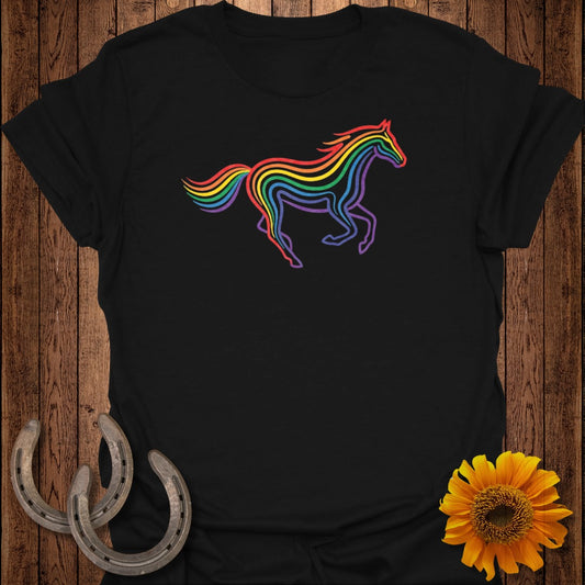 Colorful Rainbow Galloping Horse Graphic T-Shirt