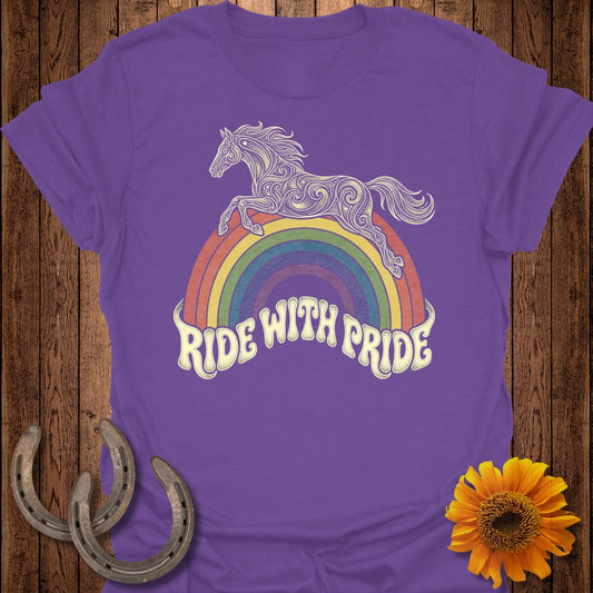 Ride With Pride Rainbow Horse Graphic Tee