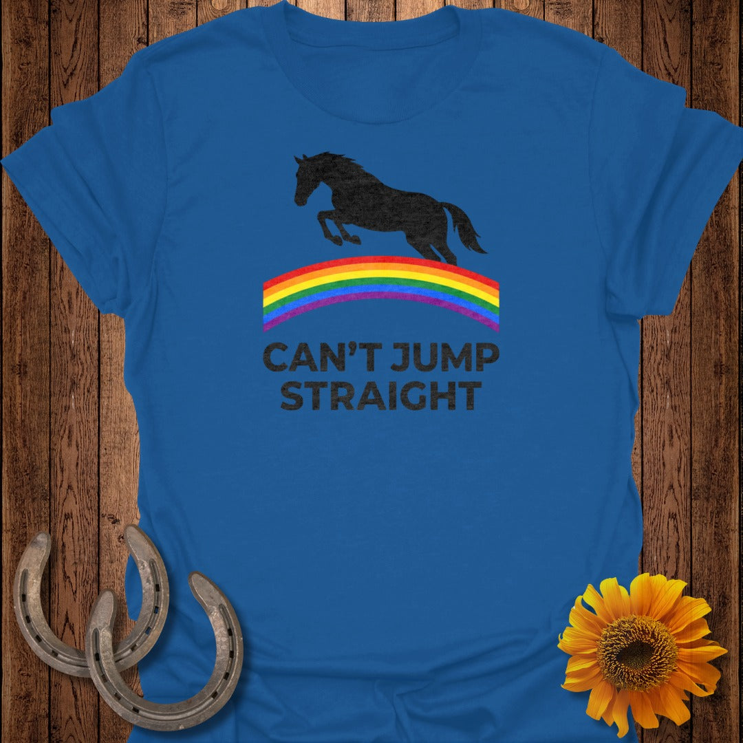 Can't Jump Straight Rainbow Horse T-Shirt