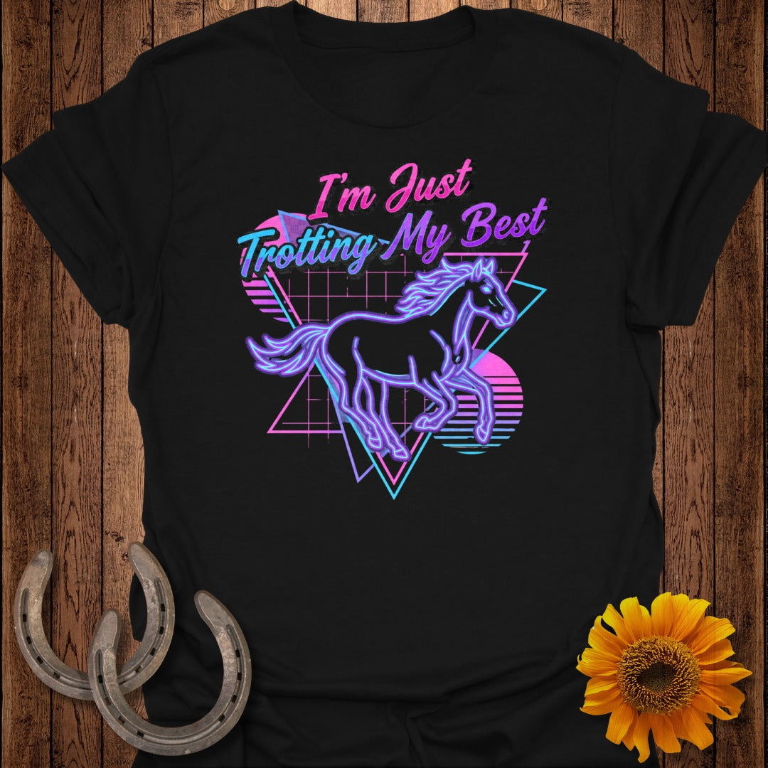 I'm Just Trotting My Best Neon Horse Graphic T-Shirt
