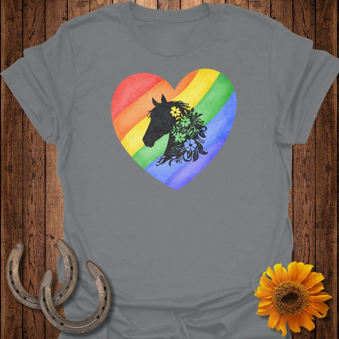 Rainbow Heart Horse T-Shirt