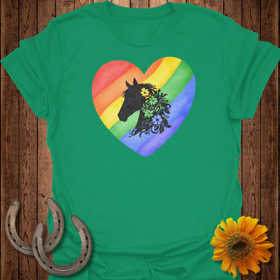 Rainbow Heart Horse T-Shirt