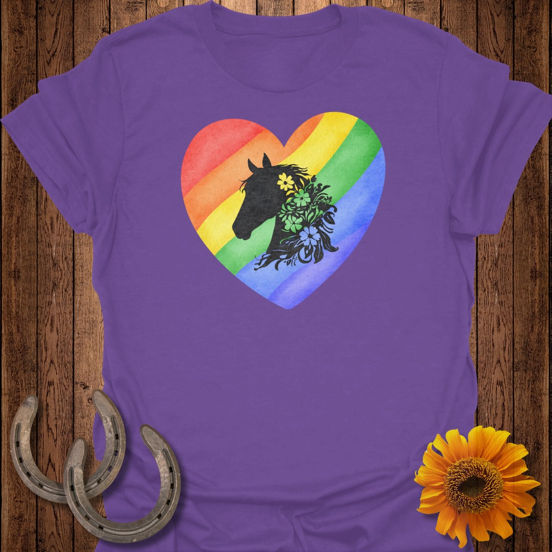Rainbow Heart Horse T-Shirt