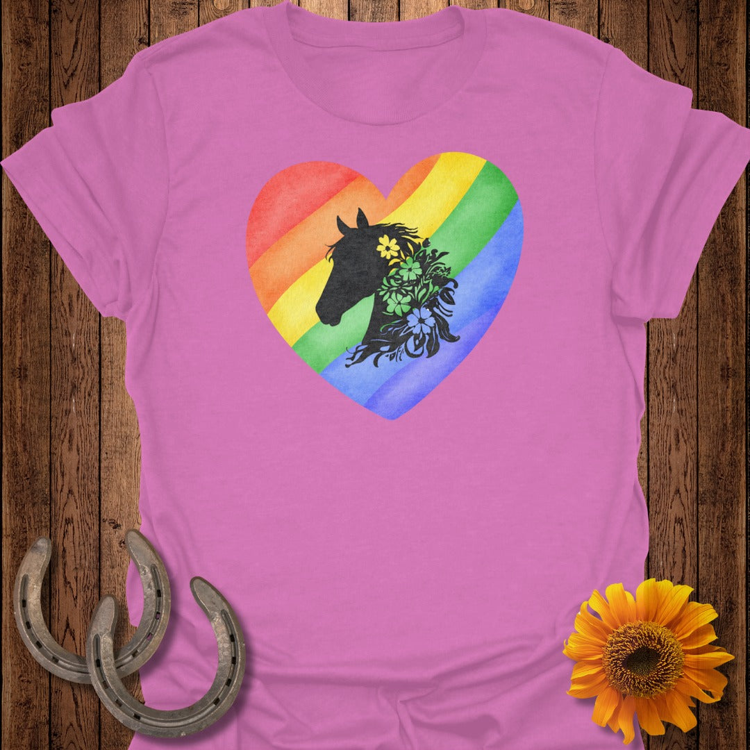 Rainbow Heart Horse T-Shirt