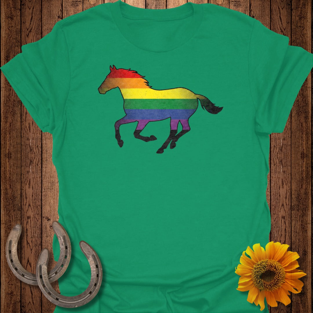 Rainbow Colored Running Horse Graphic T-shirt Product