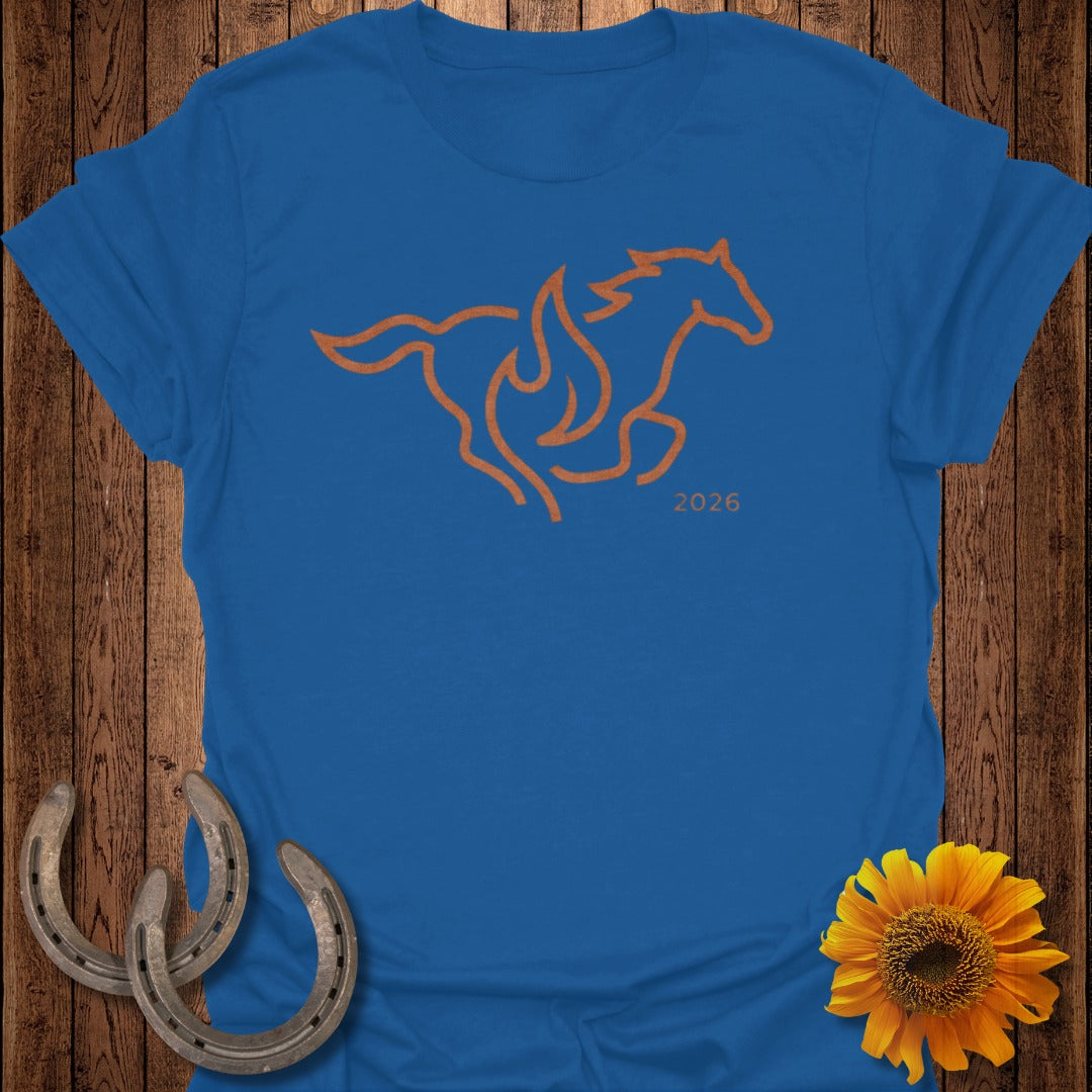 2026 Horse Design Blue T-Shirt for Animal Lovers