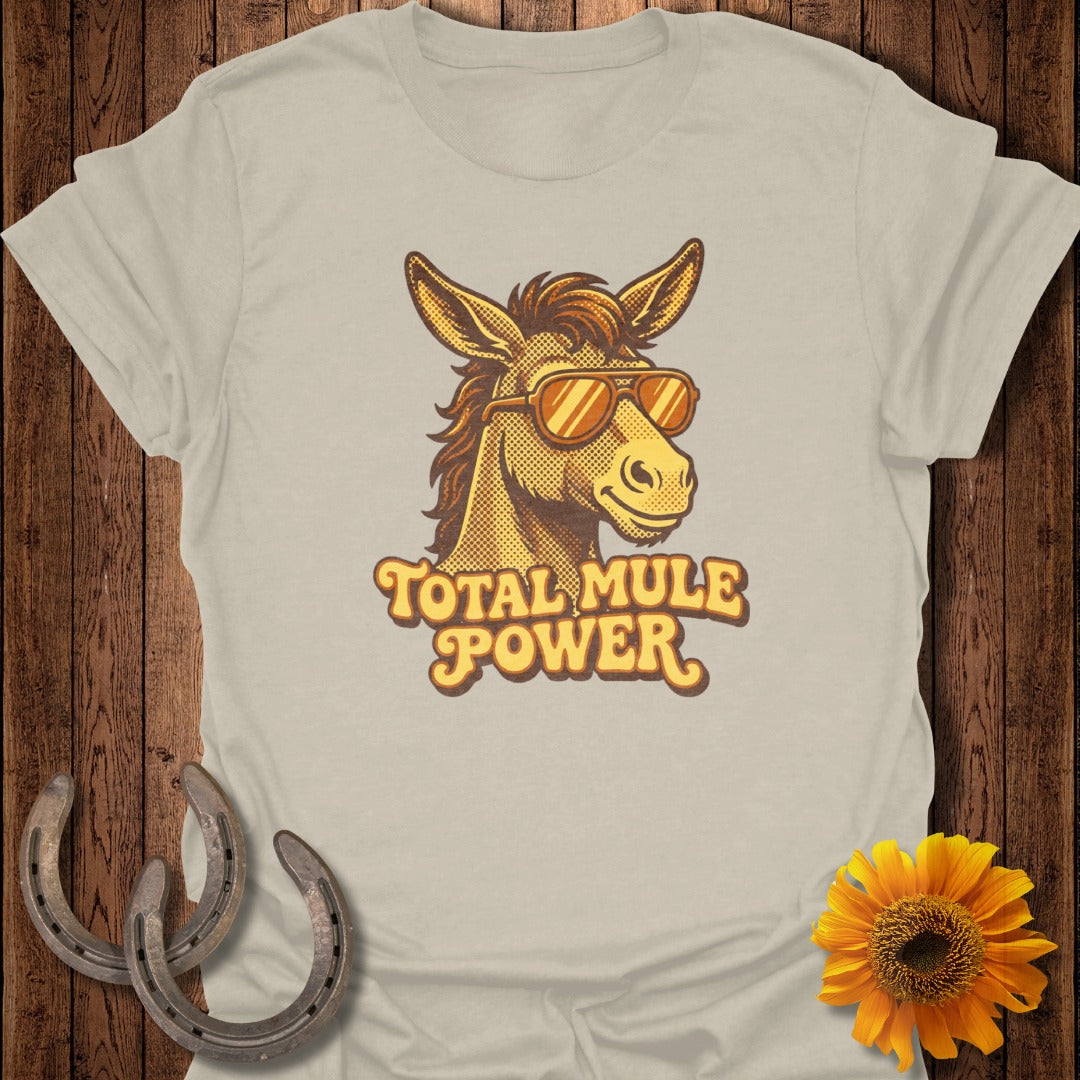 Graphic of a mule wearing sunglasses with "Total Mule Power" text.