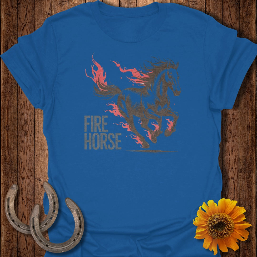 Fire Horse Graphic Blue T-Shirt for Men and Women