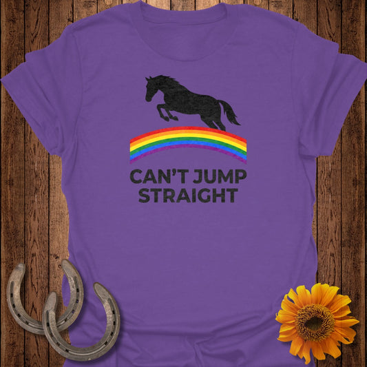 Can't Jump Straight Rainbow Horse Design Shirt