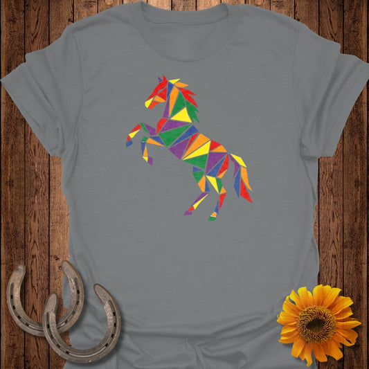 Vibrant Geometric Horse Design Printed Shirt
