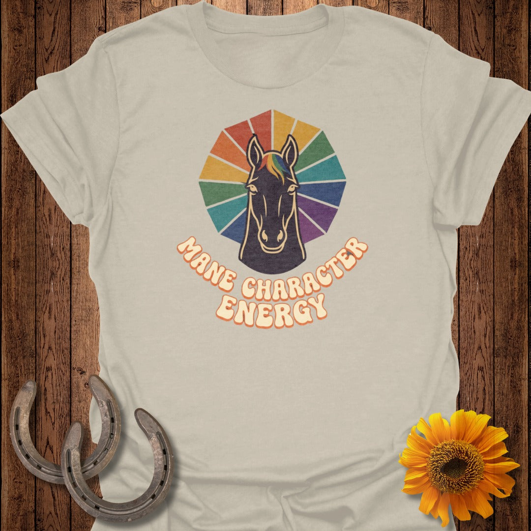 Mane Character Energy Rainbow Horse Graphic T-Shirt