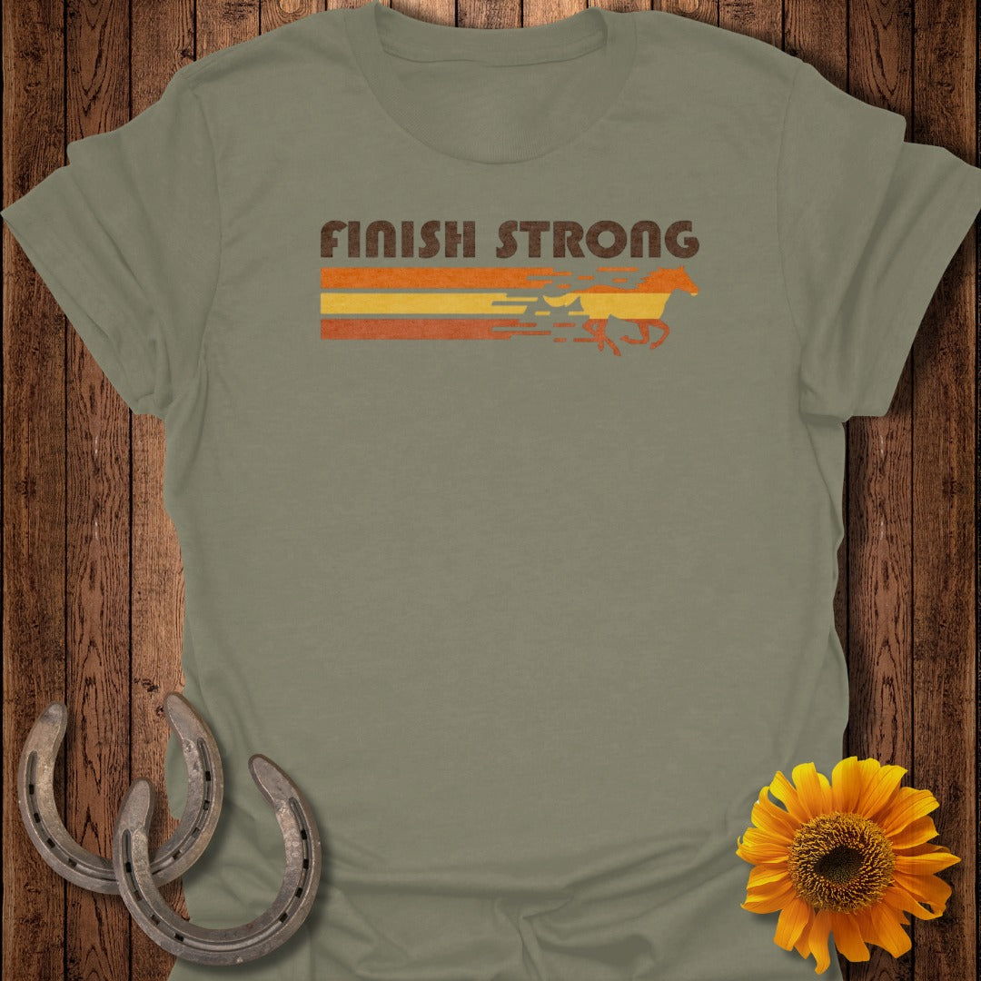 Finish Strong Horse Design Inspirational T-Shirt