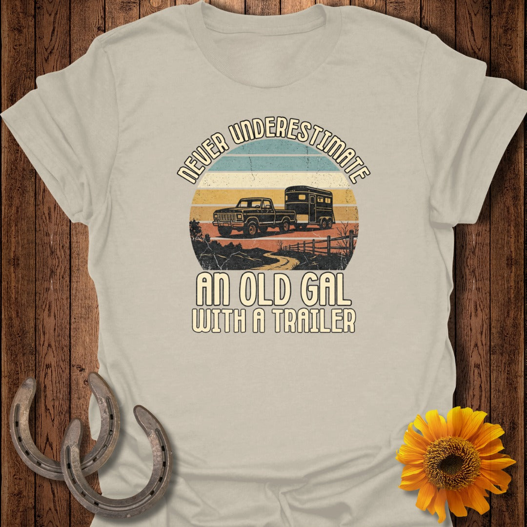 Never underestimate an old gal with a trailer sunset graphic.