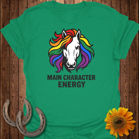Main Character Energy Rainbow Horse Graphic T-Shirt