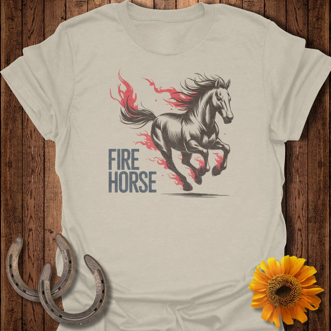 Fire Horse Graphic Tee with Fiery Design Shirt
