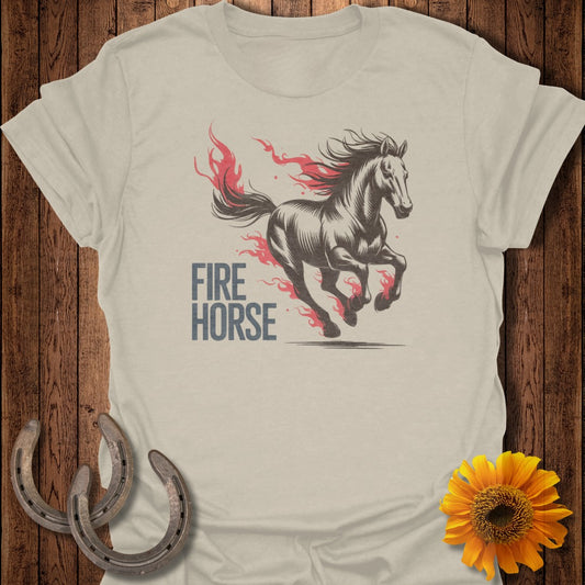 Fire Horse Graphic Tee with Fiery Design Shirt