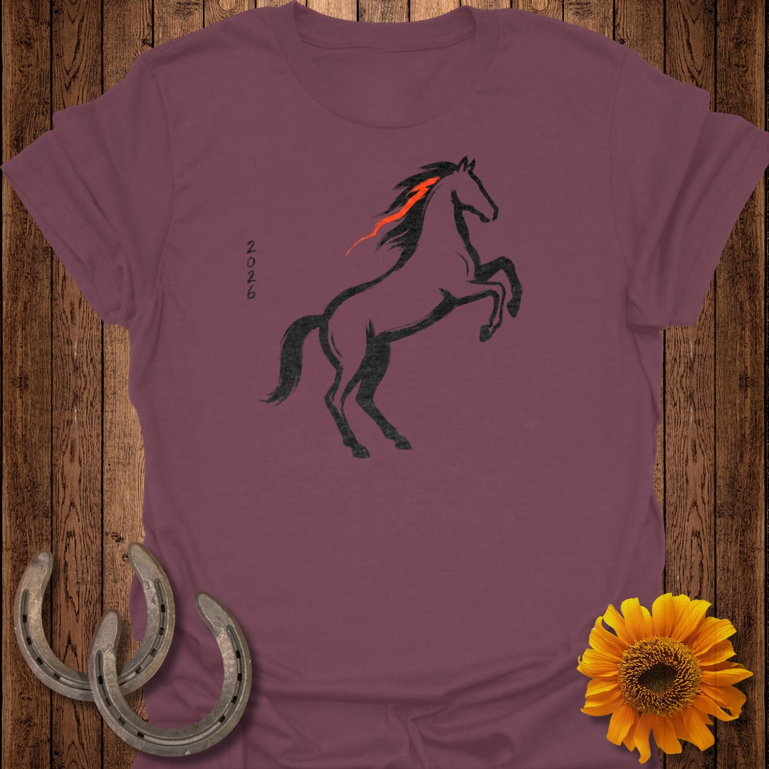 Majestic Black Stallion with Fiery Mane T-Shirt