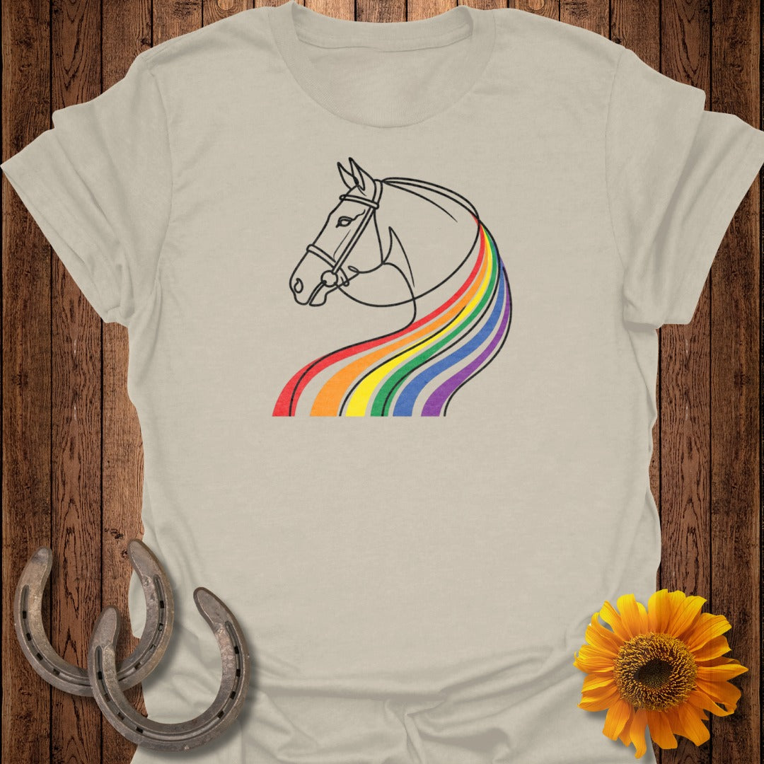Vibrant Rainbow Horse Head Design T-Shirt