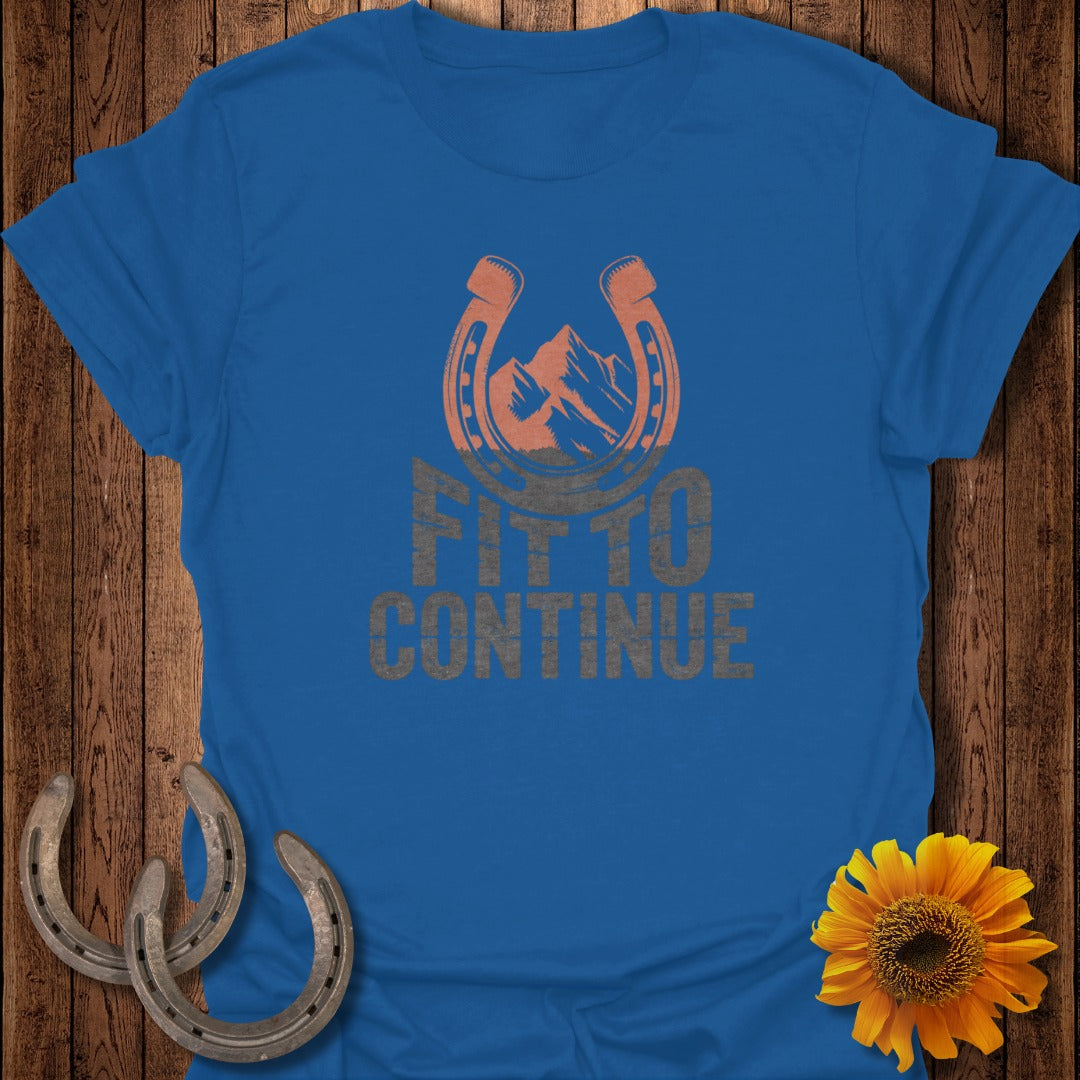 Fit To Continue Blue Shirt with Mountain Design